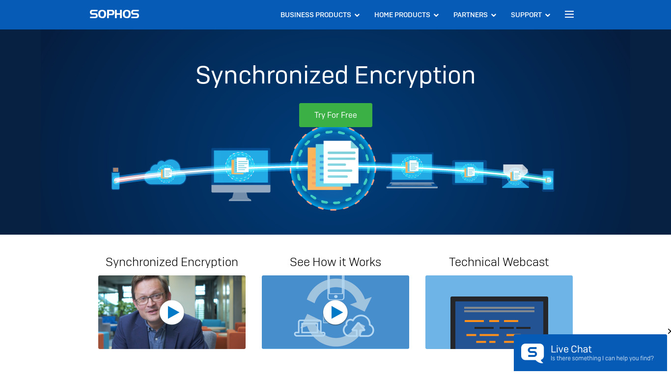 Sophos SafeGuard Encryption Landing page