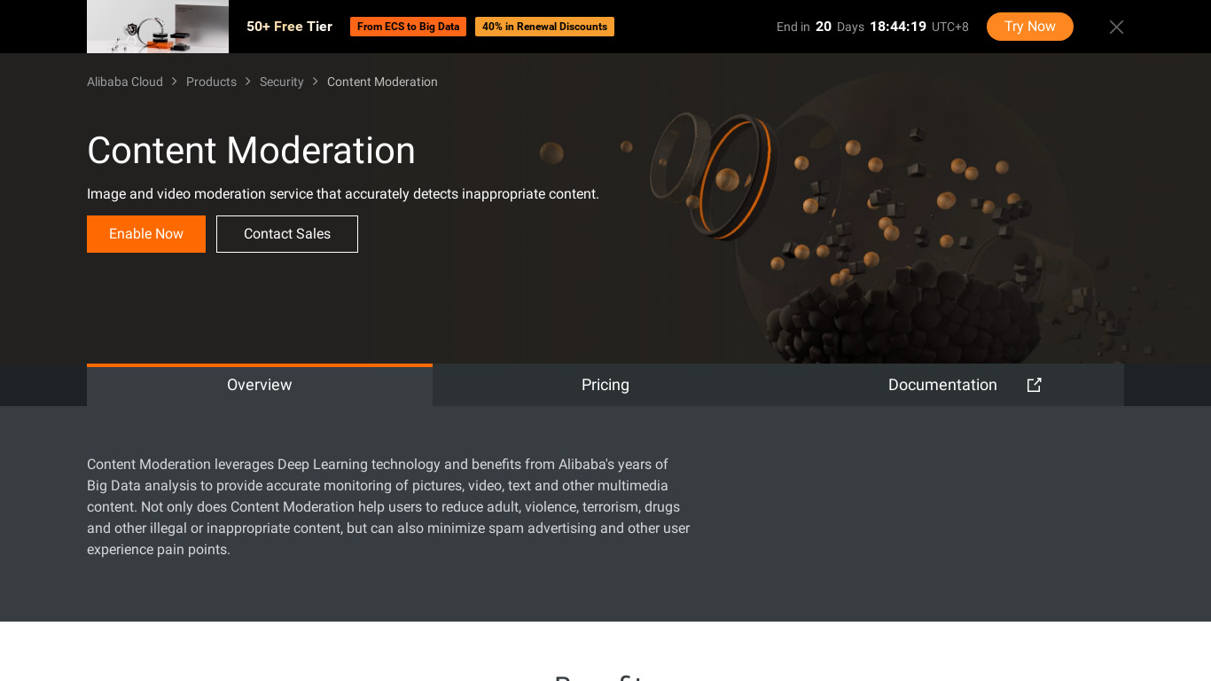 Alibaba Content Moderation Landing page