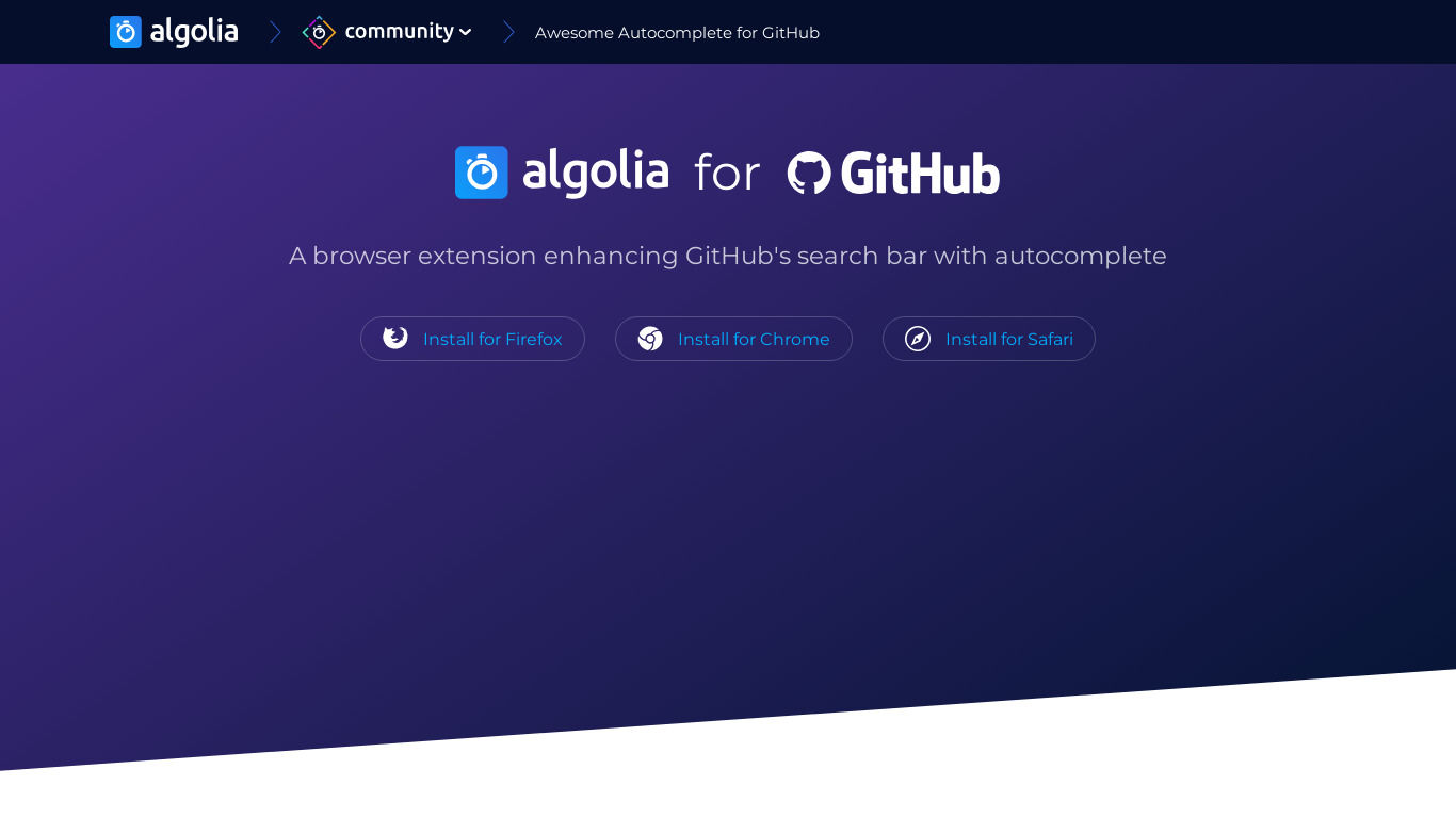 Awesome Autocomplete for GitHub Landing page