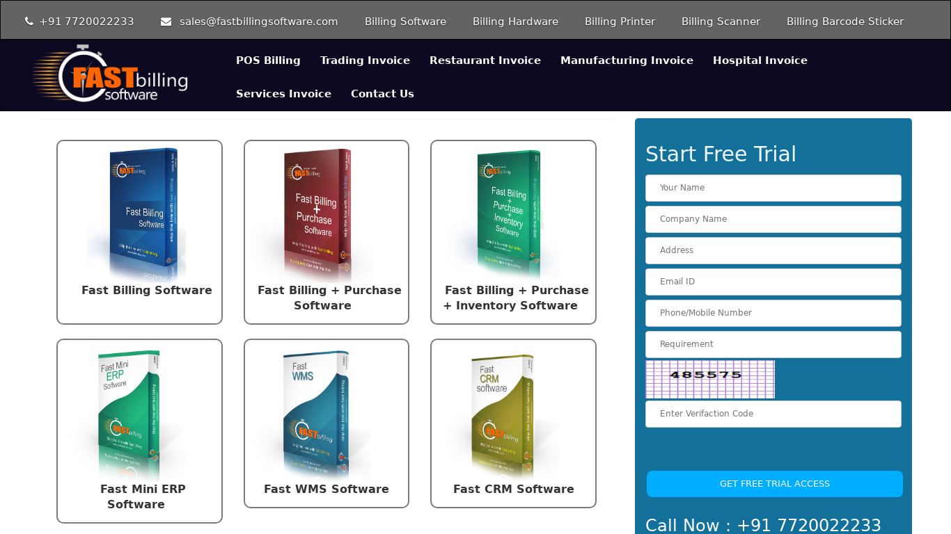 FAST Billing Software Landing page