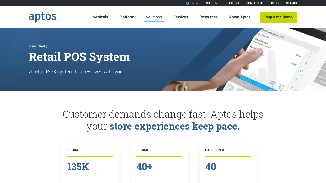 Aptos Store Landing page