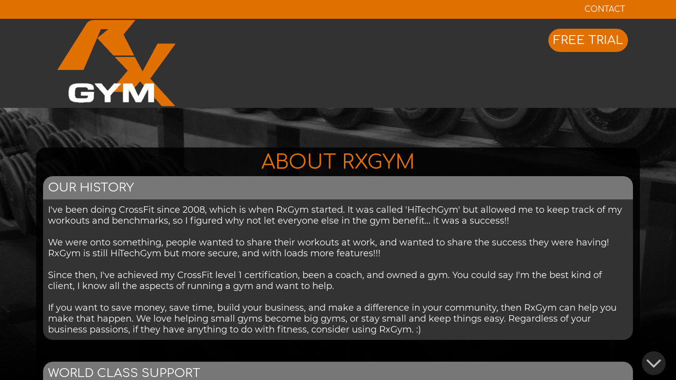 RxGYM Landing page