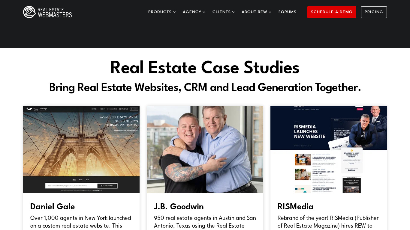 Real Estate Webmasters Landing page
