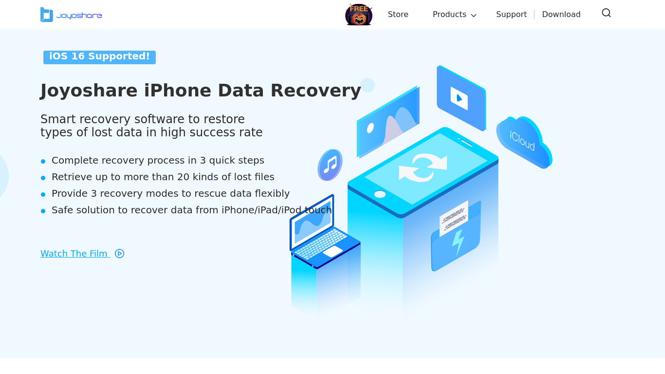 Joyoshare iPhone Data Recovery Landing page
