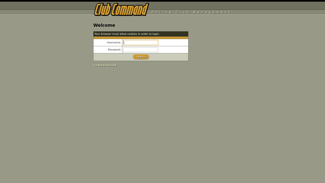 Club Command Landing page