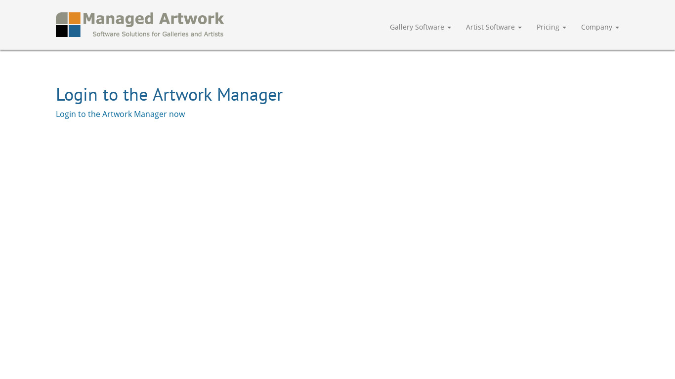 managedartwork.com Artwork Manager Landing page