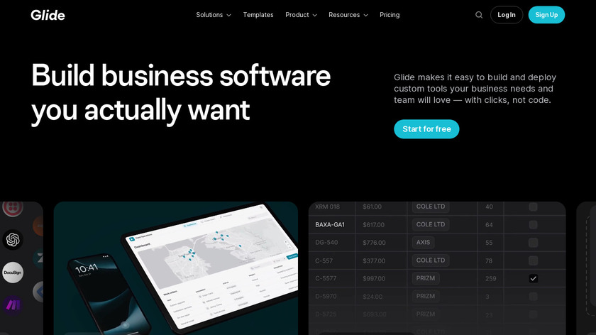 Glide Apps Landing Page