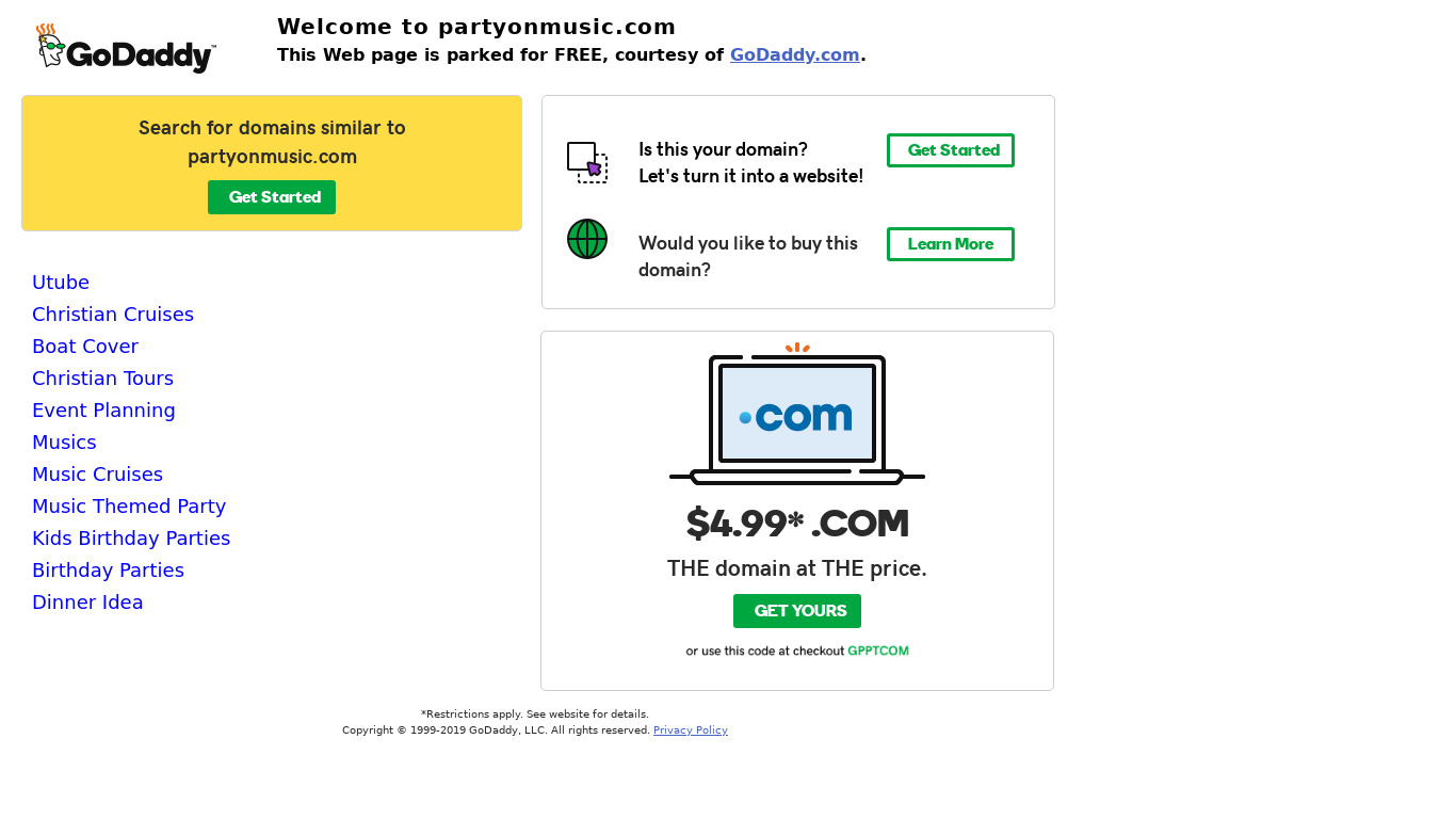 PartyOn Landing page