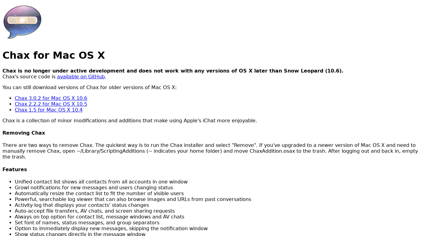 Chax Landing page