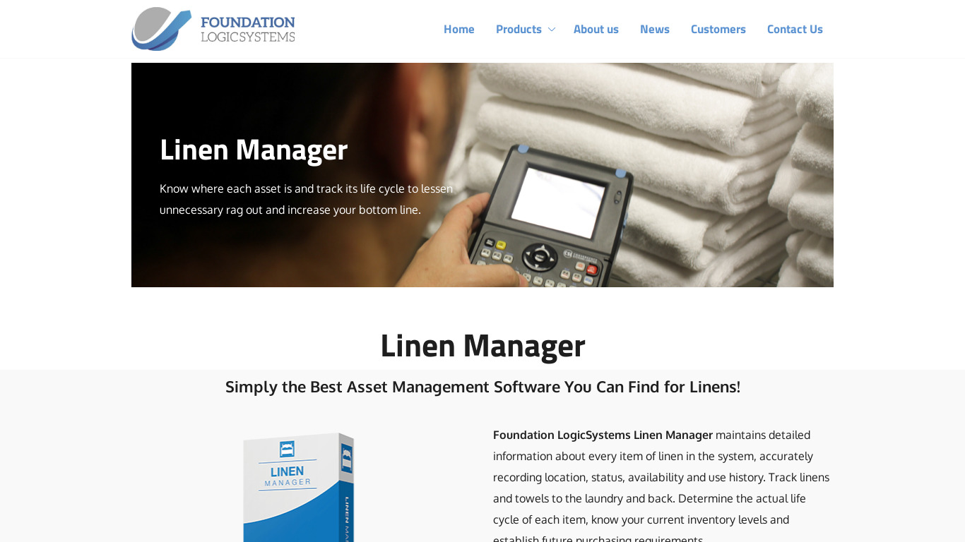 Linen Manager Landing page