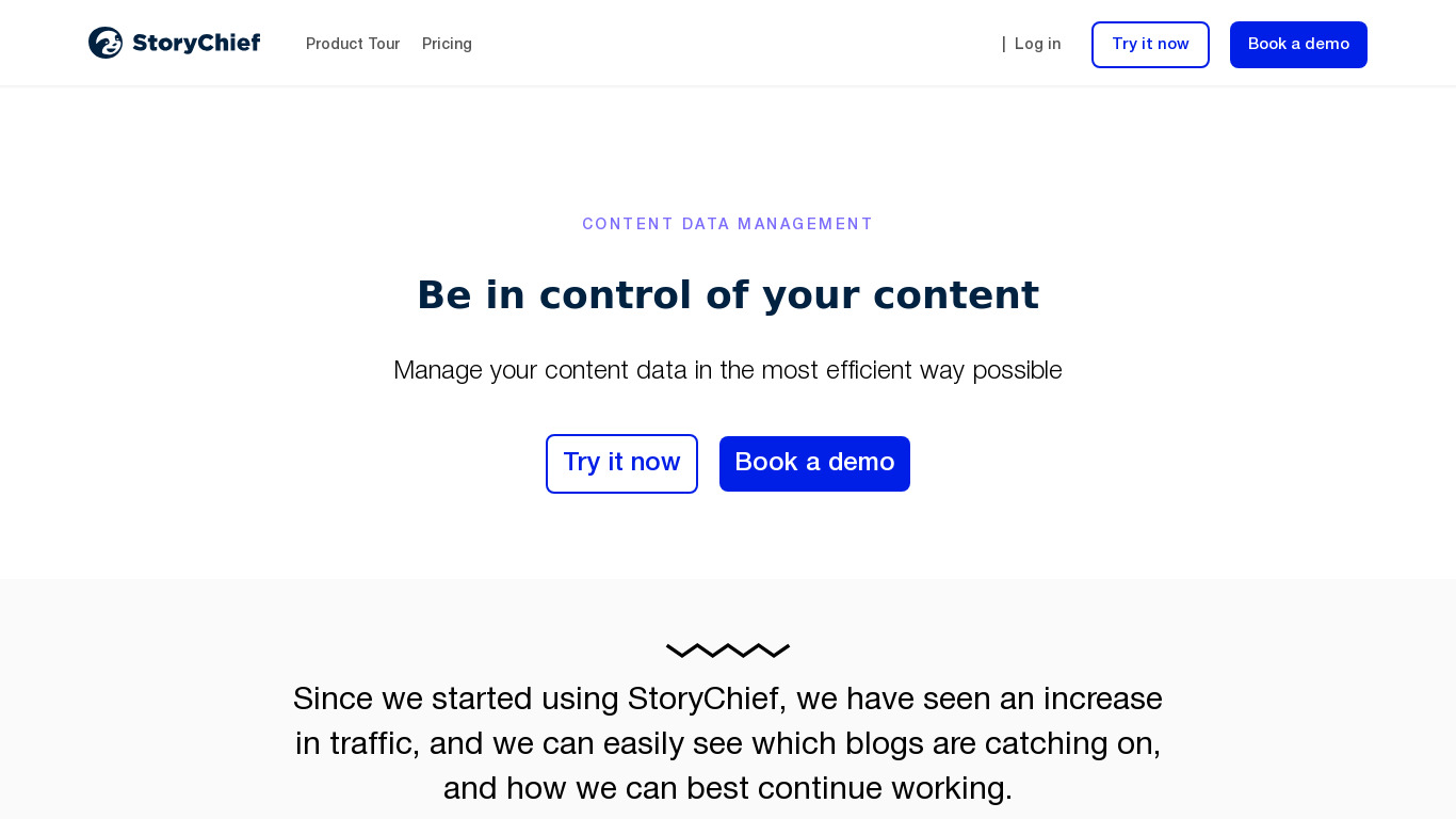 StoryChief Content Management Landing page
