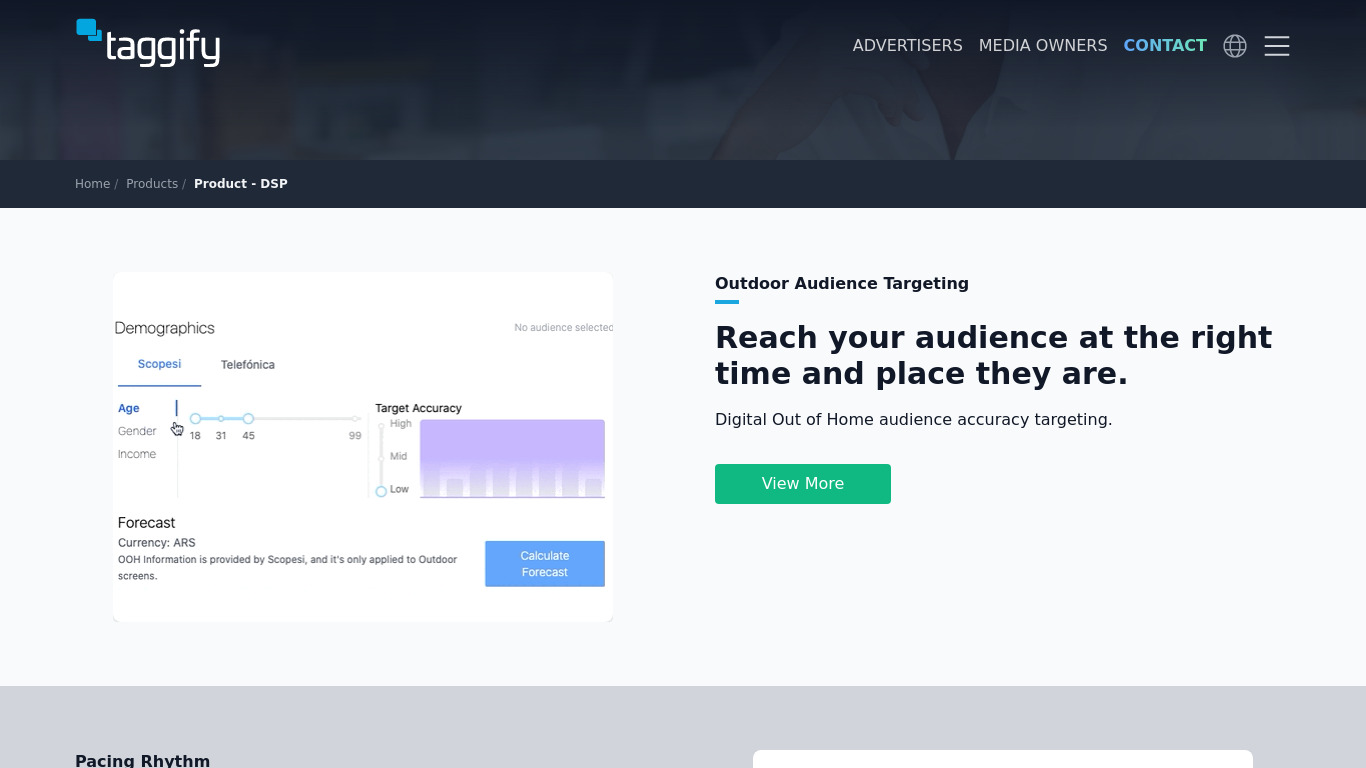 Taggify DSP Landing page