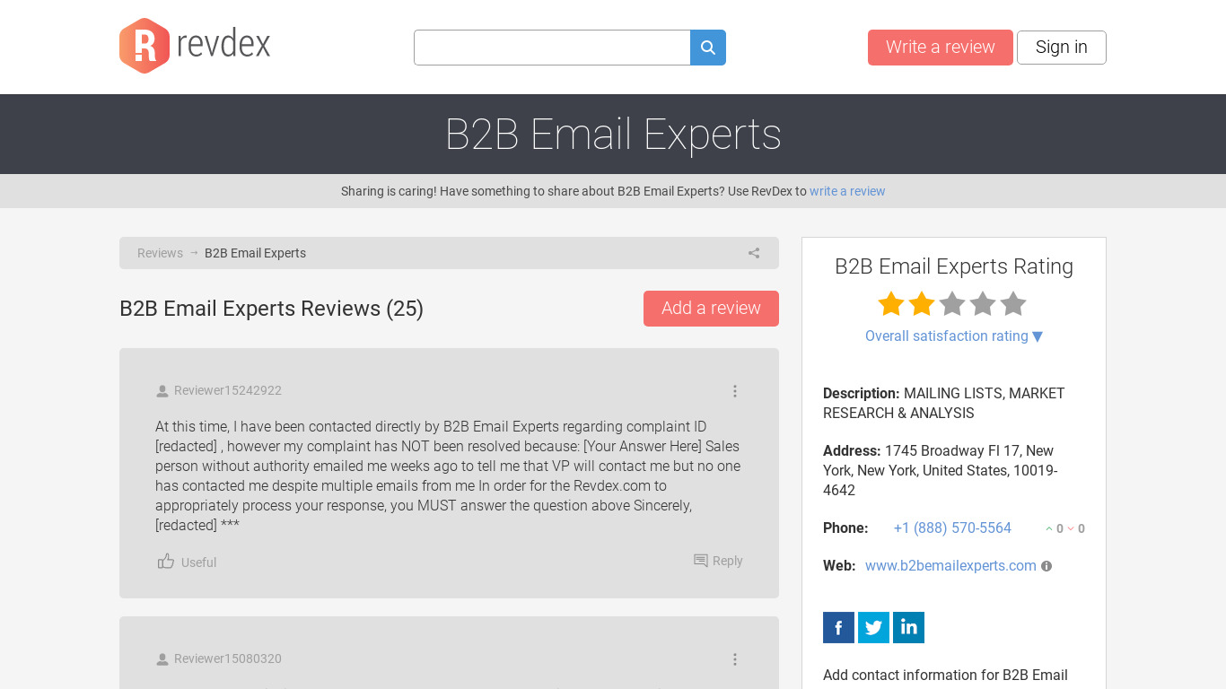B2B Email Experts Landing page