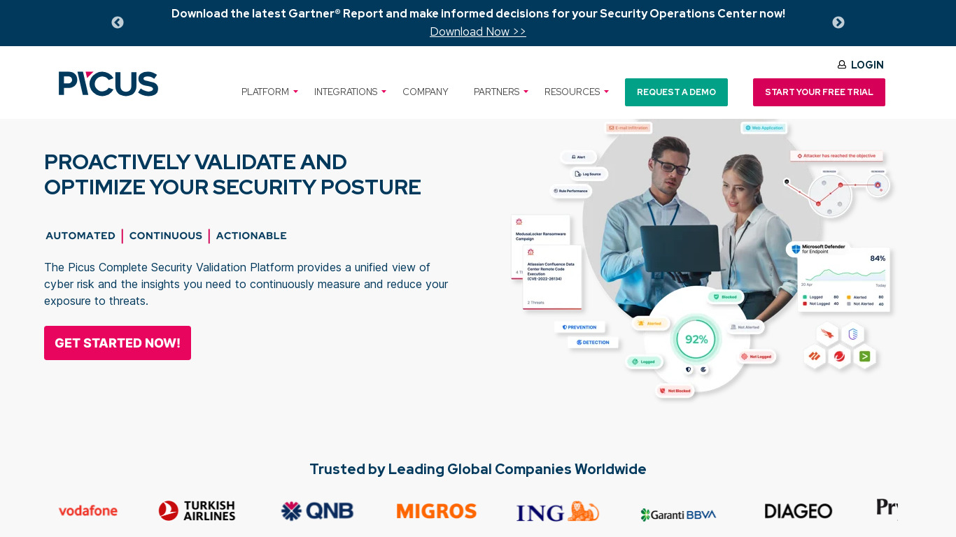 Picus Security Landing page