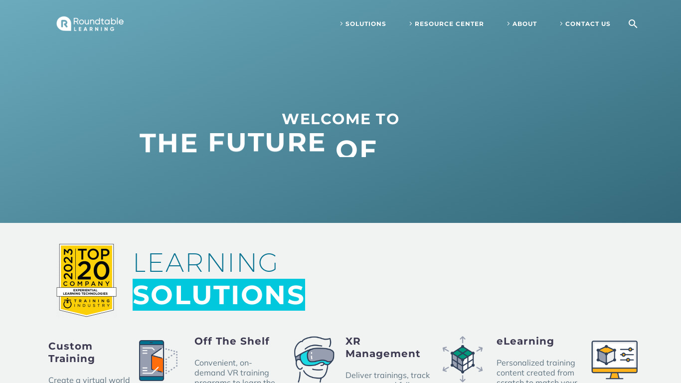 Roundtable Learning LMS Landing page