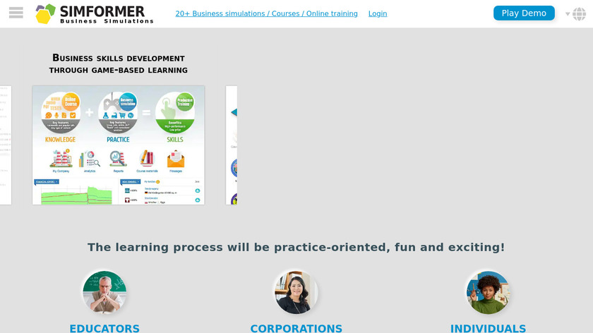 Simformer Business Simulation Landing Page