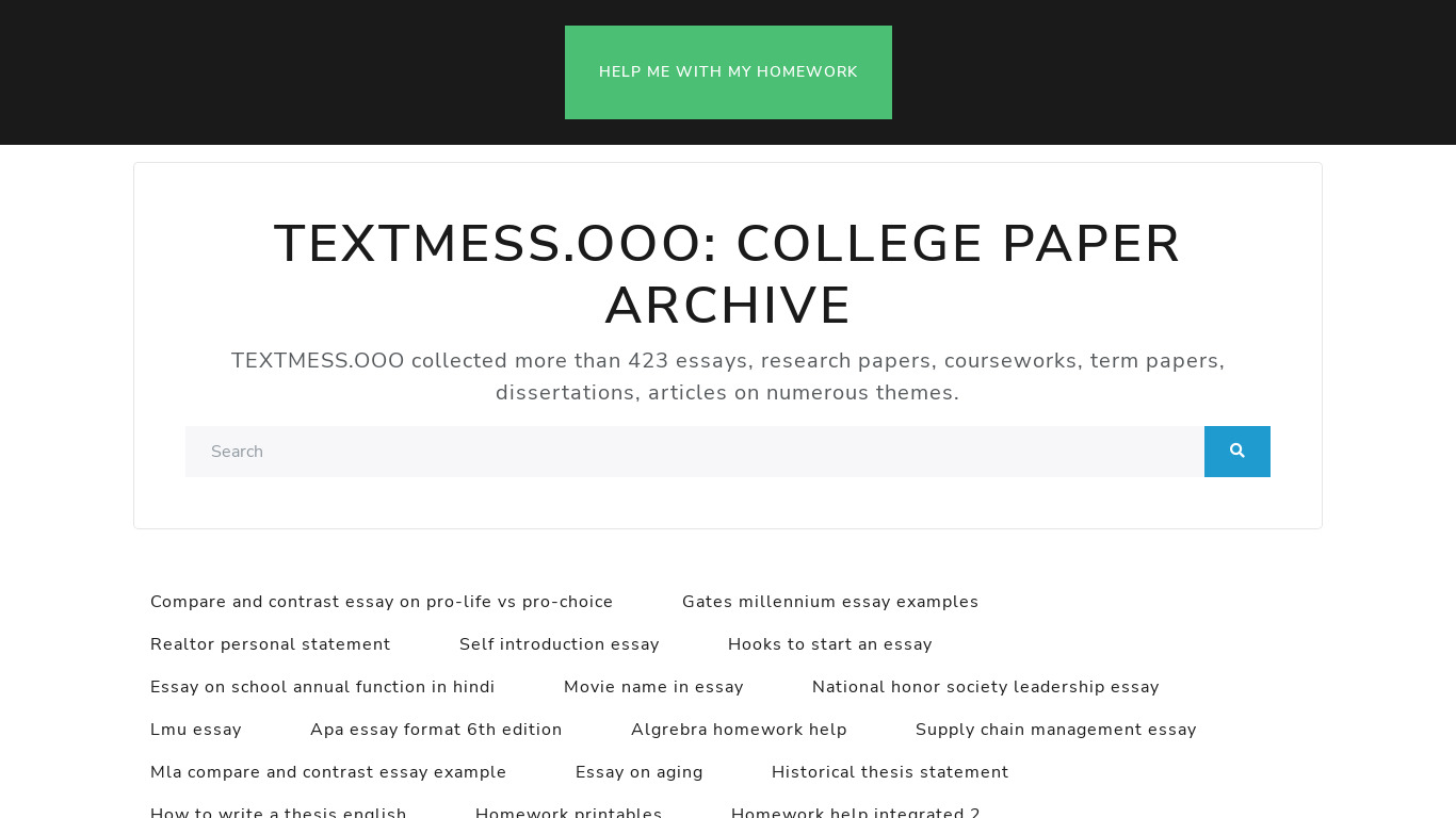 Text Mess Landing page