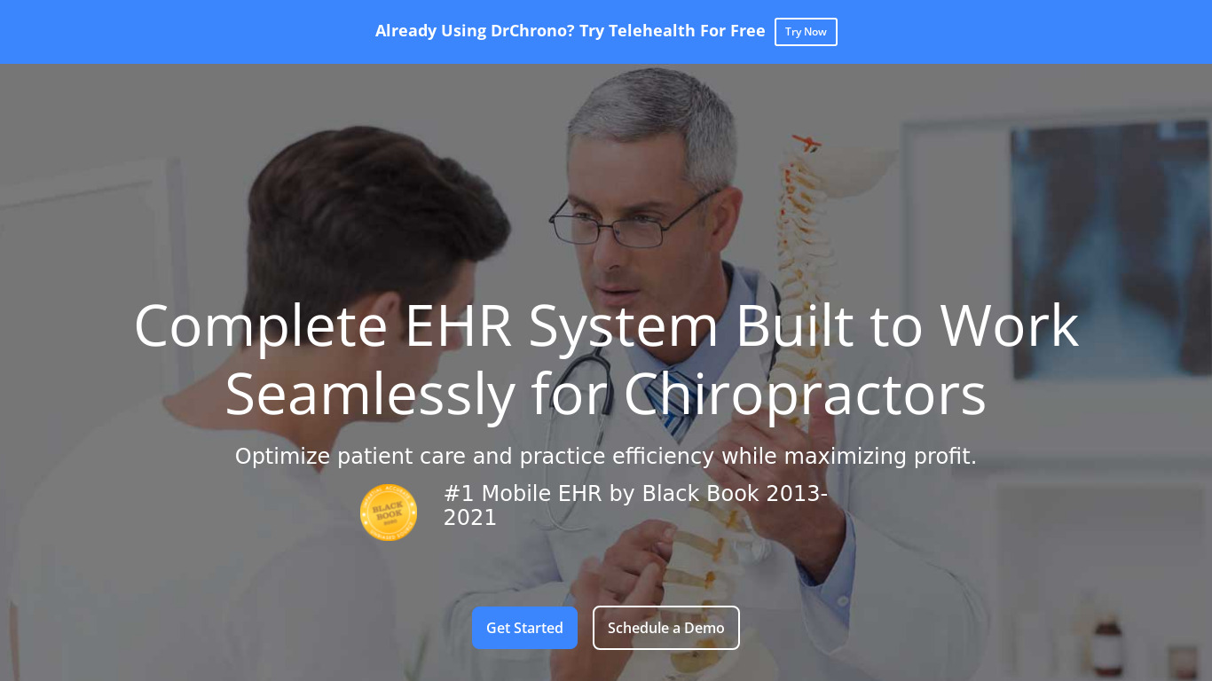 drchrono Chiropractic EHR Landing page