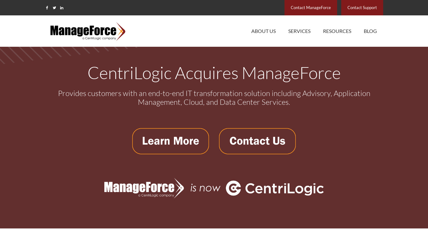 ManageForce Landing page