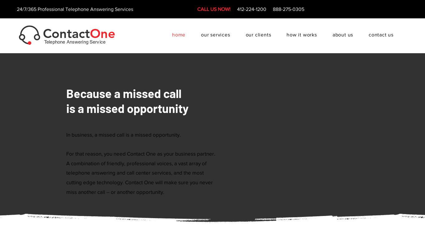 Contact One Communications Landing page