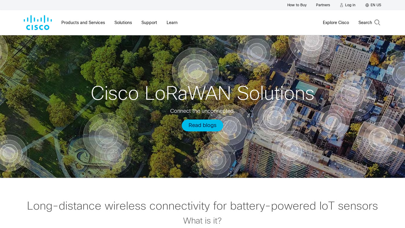Cisco LoRaWAN Landing page