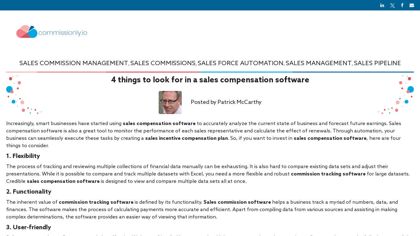 Commissionly - Sales Commission Software Landing page