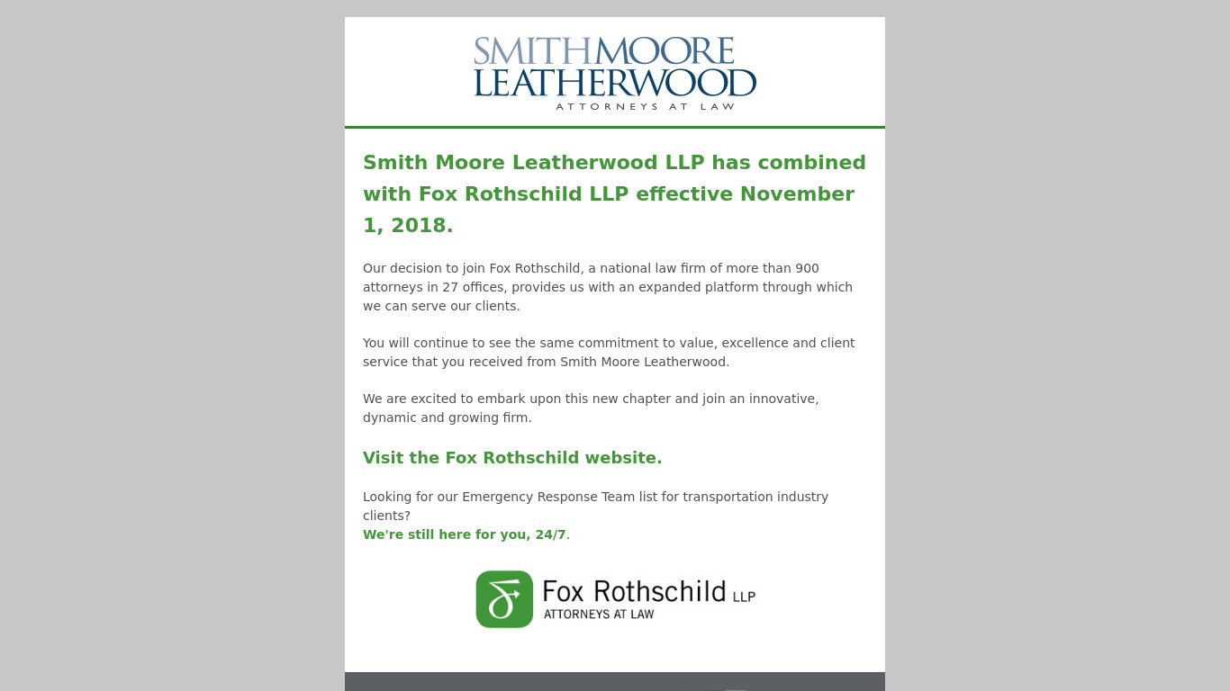 Smith Moore Leatherwood Landing page