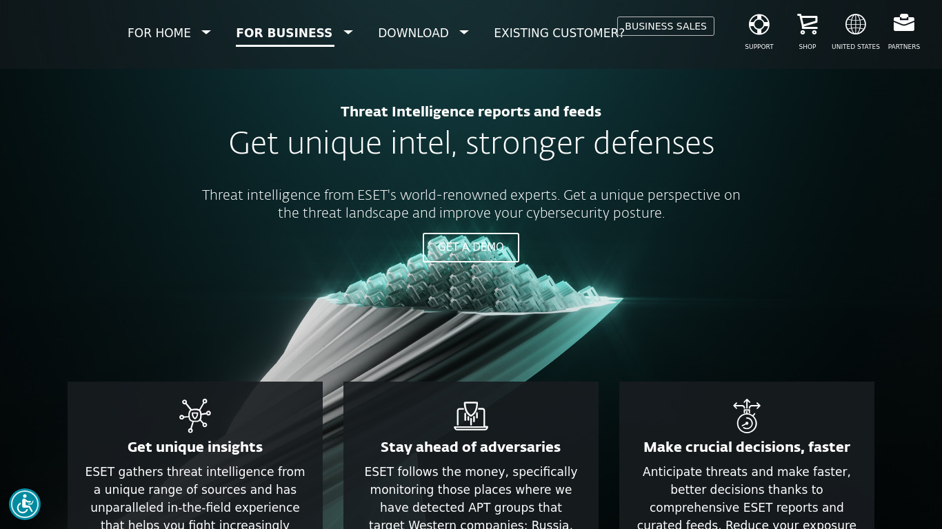 ESET Threat Intelligence Landing page