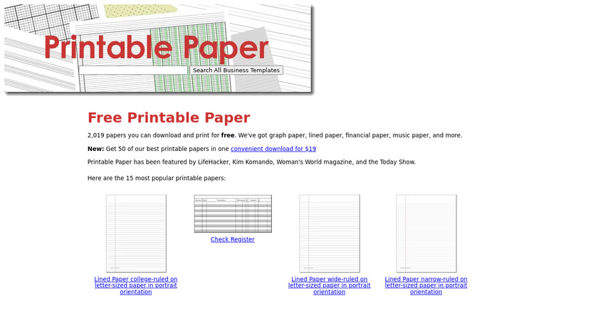 Printable Paper Landing Page
