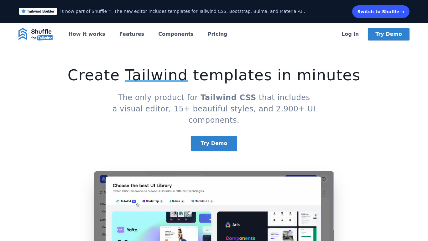 Tailwind Builder Landing page