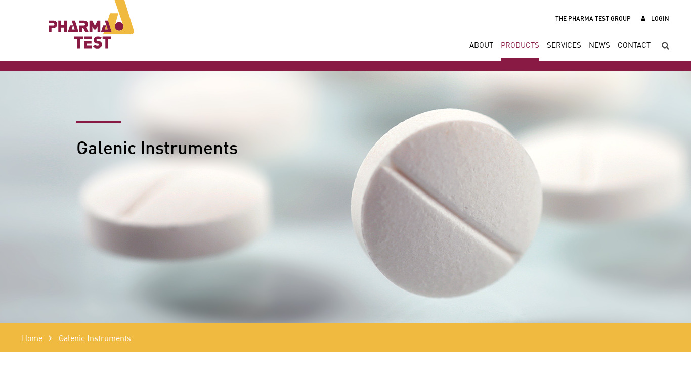 Pharma Test Galenic Instruments Landing page