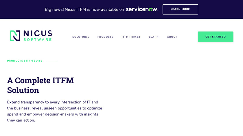 Nicus ITFM Suite Landing Page