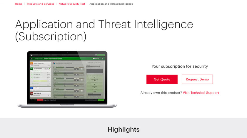 Ixia Application and Threat Intelligence Landing Page