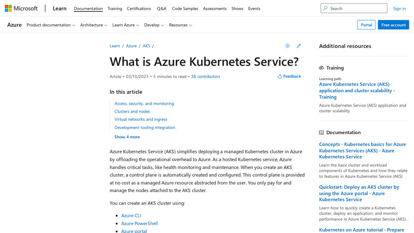 Azure Kubernetes Service Landing Page