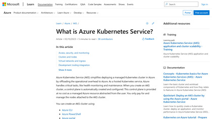 Azure Kubernetes Service screenshot
