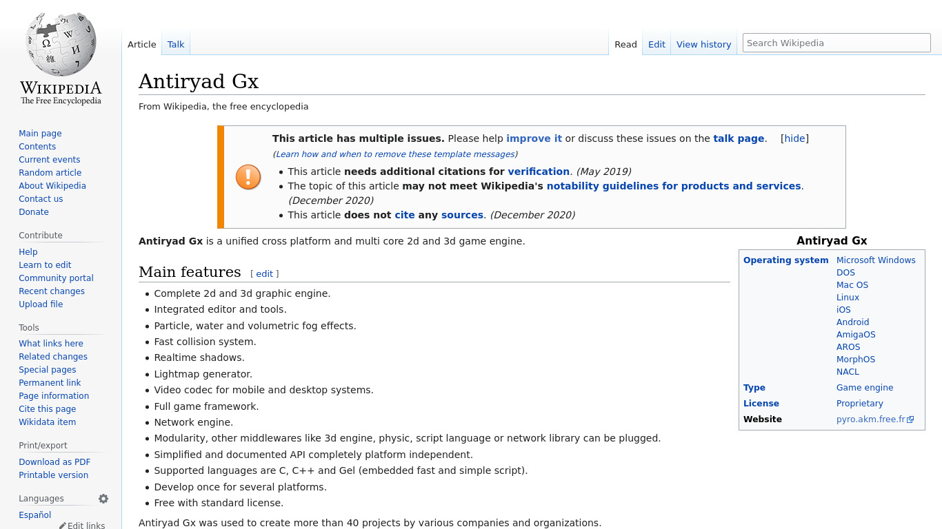 en.wikipedia.org Antiryad Gx Landing page