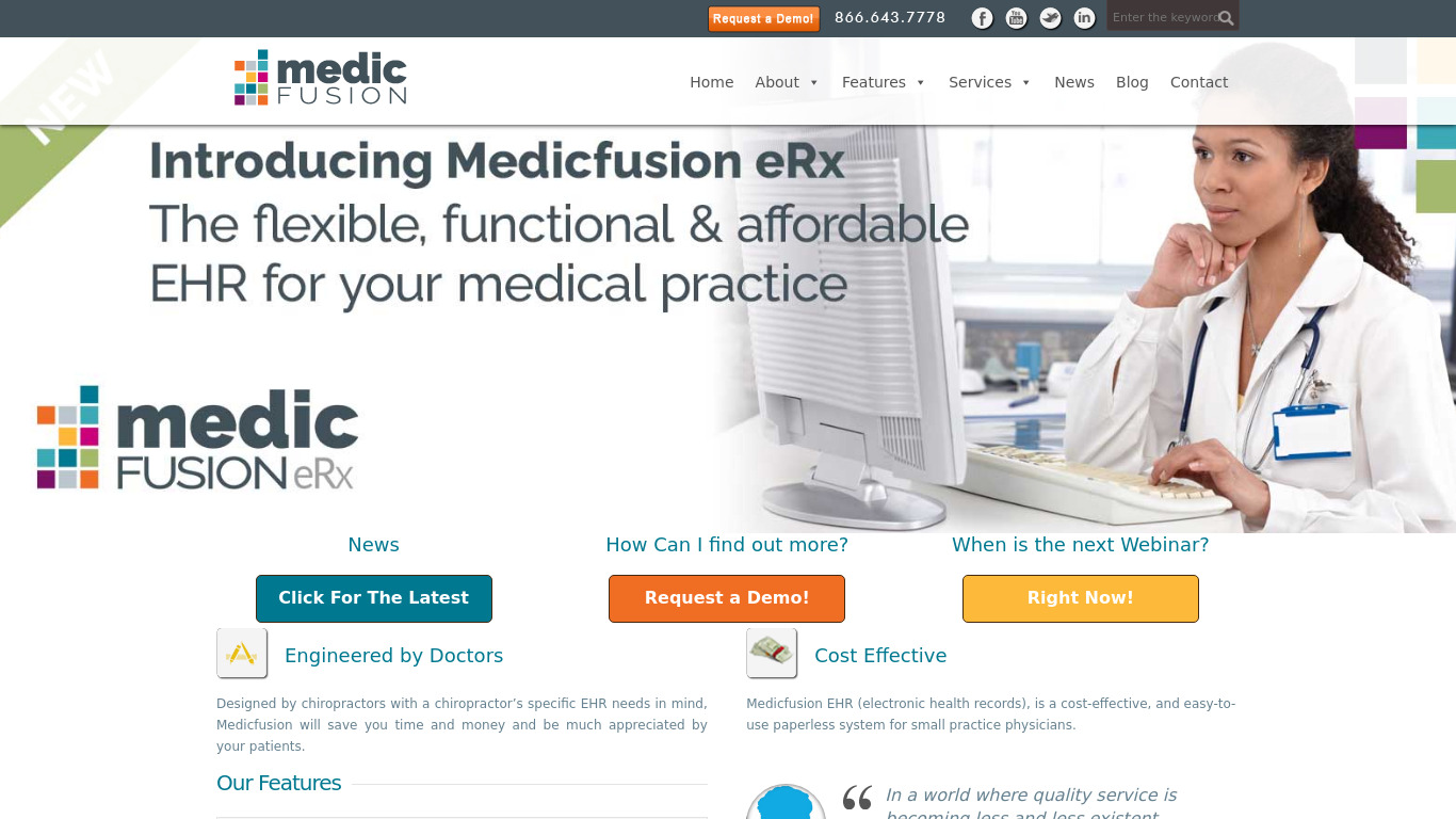 Medicfusion EHR Landing page
