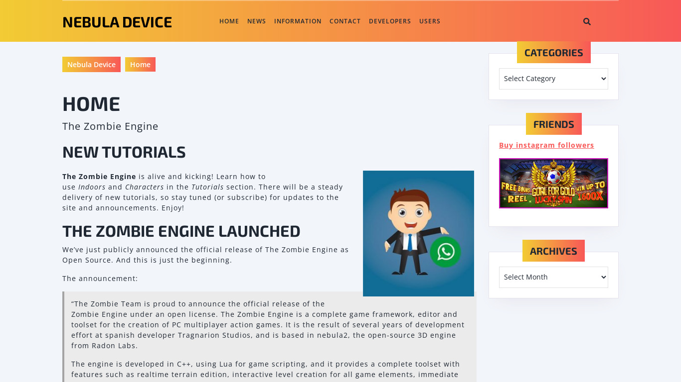 Nebula Device Landing page