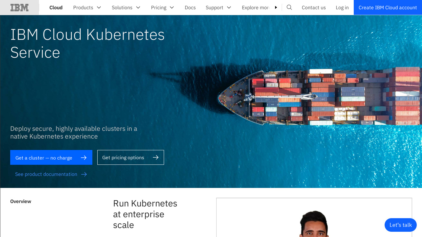 IBM Containers Landing page