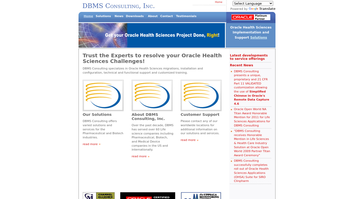 DBMS Consulting Landing page