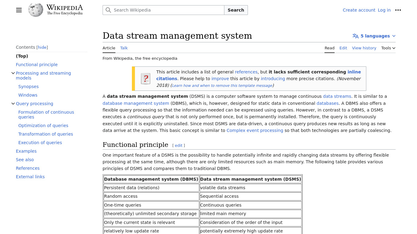 Data Stream Manager Landing page