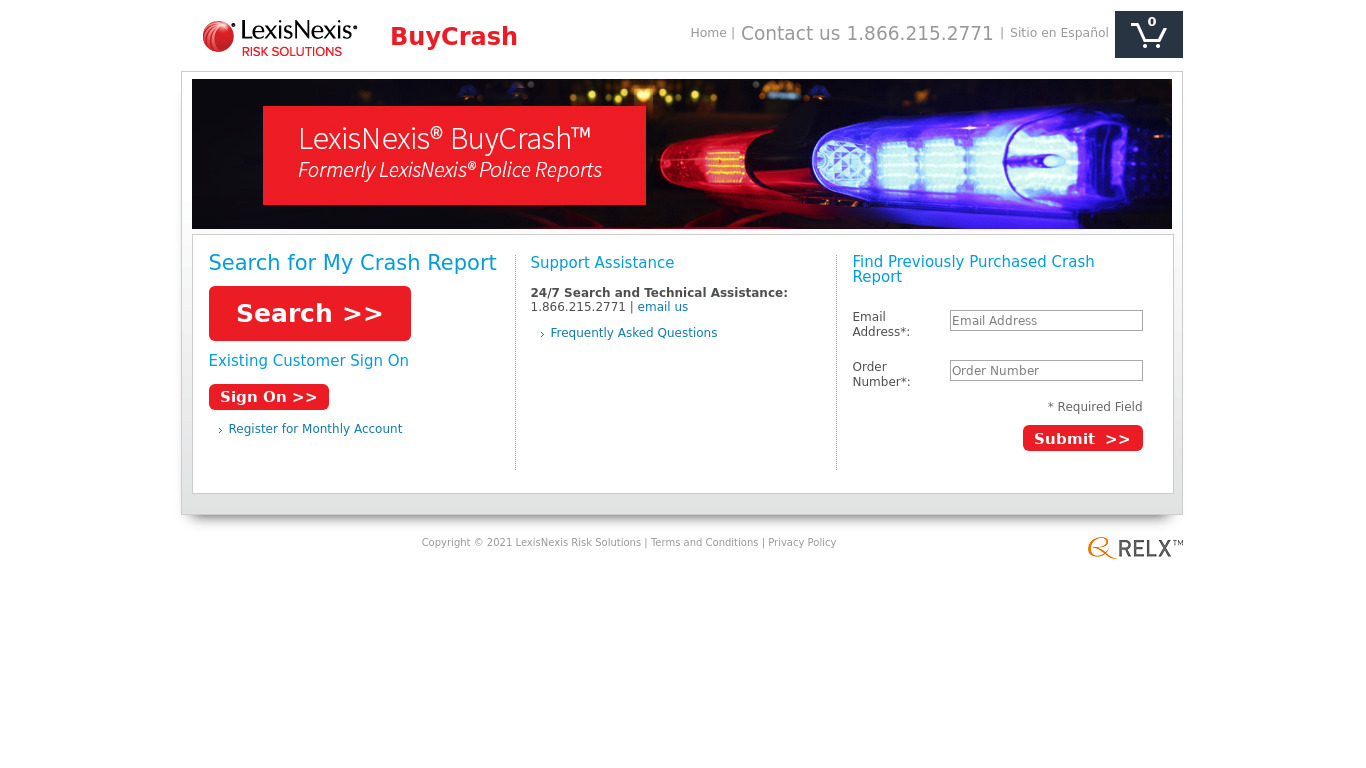 LexisNexis Police Reports Landing page
