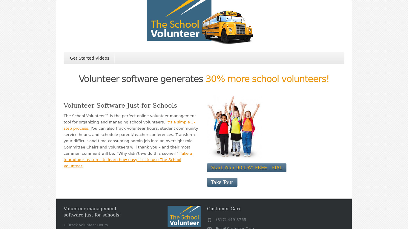 The School Volunteer Landing page
