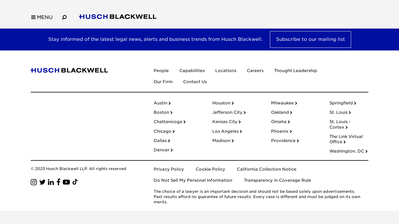 Husch Blackwell Landing page