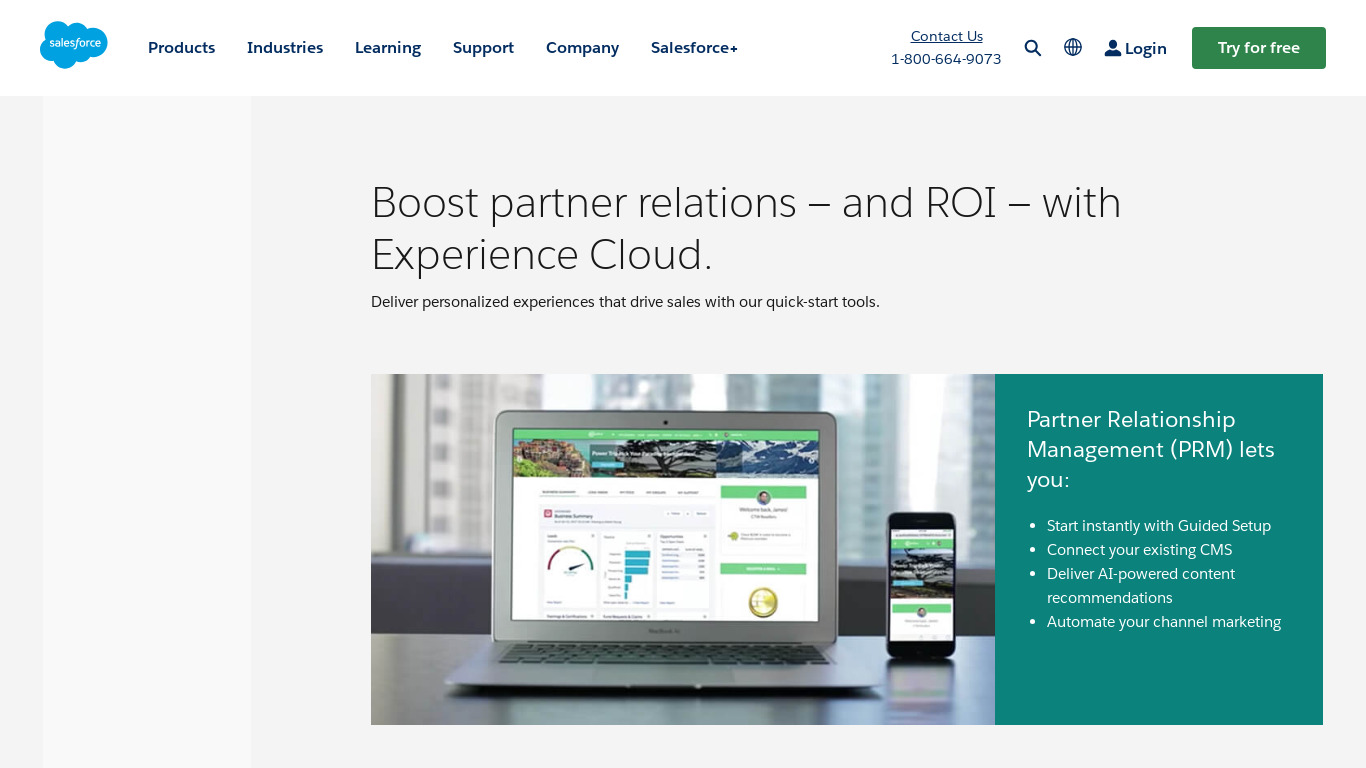 Salesforce Partner Relationship Management Landing page