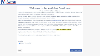 Aeries Online Enrollment image