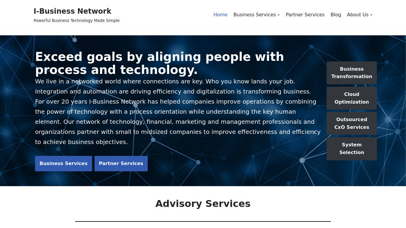 I-Business Network Landing page