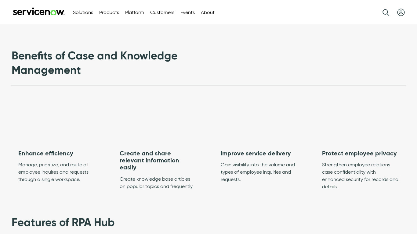 ServiceNow Case and Knowledge Management Landing page
