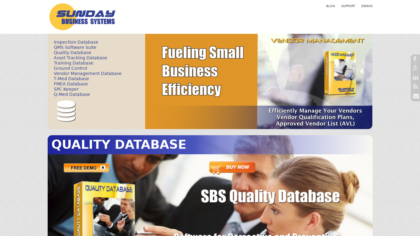 SBS Quality Database Landing page