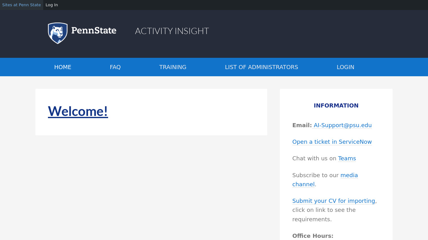 Activity Insight Landing page